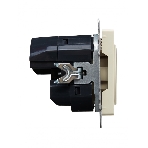 Розетка 1-местная IEK BRITE РЮш11-1-БрКр (BR-R14-16-U22-018-K10) с заземлением, с защитными шторками, 16А, с USB A+C 18 Вт, бежевый