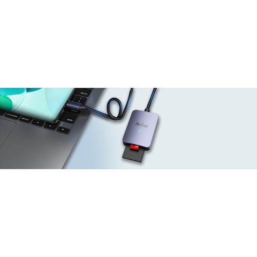 Кард-ридер Netac Flash WK12/серый/SD/SDHC/SDXC/microSD/microSDHC/microSDXC/USB 3.0 Type-C/пластик
