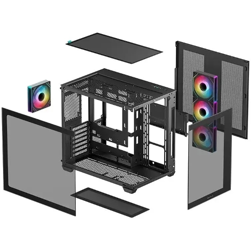 Компьютерный корпус Deepcool CG530 4F черный без БП ATX 2x120мм 2x140мм 2xUSB 2.0 1xUSB 3.0 audio bott PSU