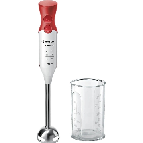 Блендер погружной Bosch MSM64110 белый/красный, 450 Вт, 2 скорости, турбо