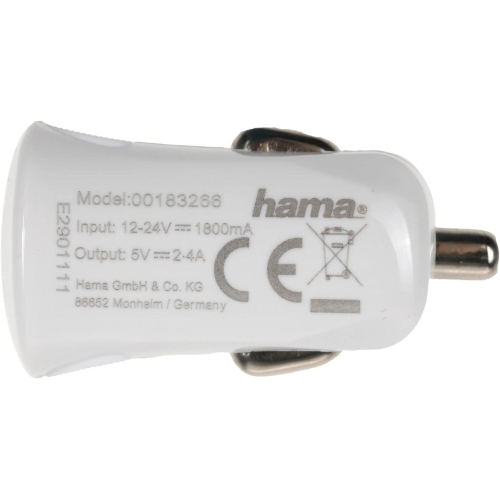 Комплект зарядное устройство Hama H-183266 2.4A для Apple кабель Apple Lightning белый