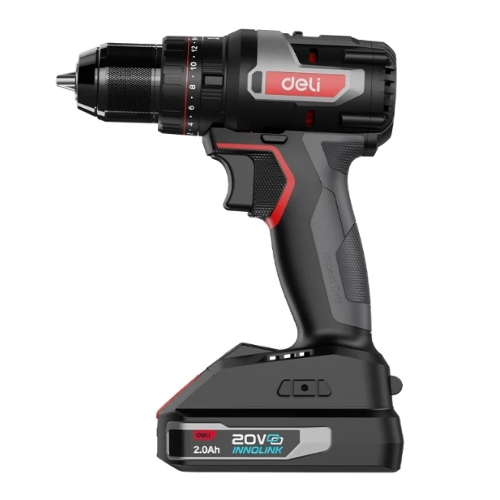 Дрель-шуруповерт Deli DE-CZ20-1D2, 20 В, 2 Ач, 70 Нм, бесщеточный, ударный