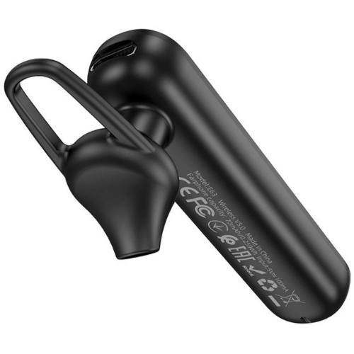 Моно-гарнитура Hoco E63 черный, внутриканальный (моно), Bluetooth, заушное крепление, до 10 ч