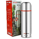 Термос Starwind 20-1000 1 л, серебристый/красный, картонная коробка