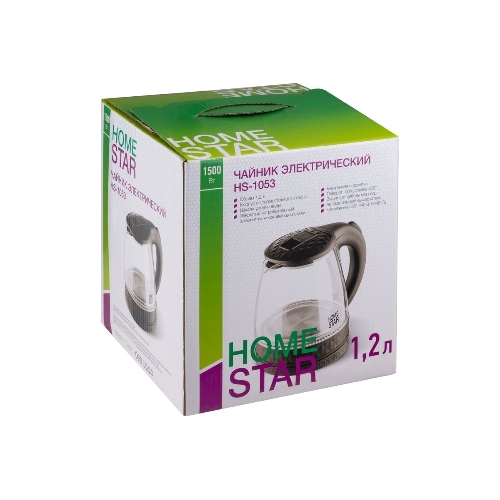 Чайник электрический Homestar HS-1053 1.2 л, стекло/пластик, черный