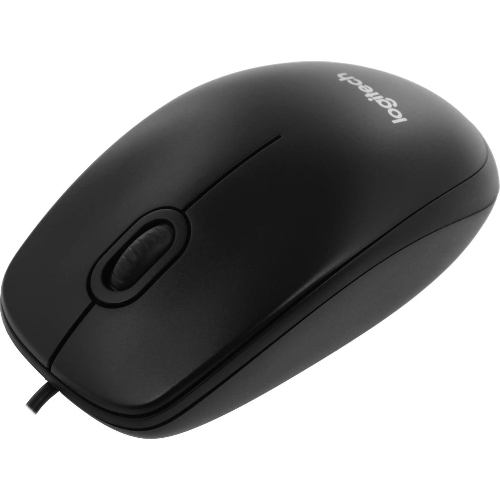 Мышь проводная Logitech B100 черный, 1000 dpi, USB, кнопки - 3
