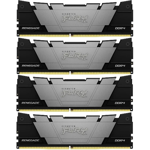 Оперативная память Kingston Fury Renegade, 64Gb (4x16GB), DDR4, 3600MHz, CL16, DIMM, с радиаторами, серый/черный