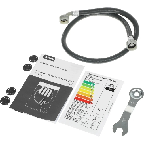 Стиральная машина Hyundai WFD8216 белый, загрузка фронтальная 8/5 кг (с сушкой), 1200 об/мин, класс: A+++