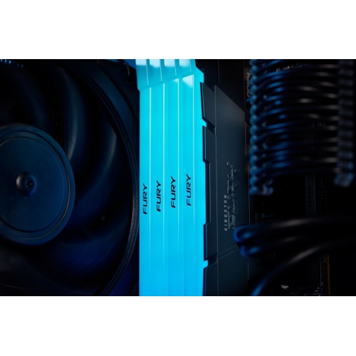 Оперативная память Kingston Fury Renegade, DDR4, 16GB (1x16GB), 3200MHz, CL16, DIMM, с радиатором, RGB, серебристый/черный
