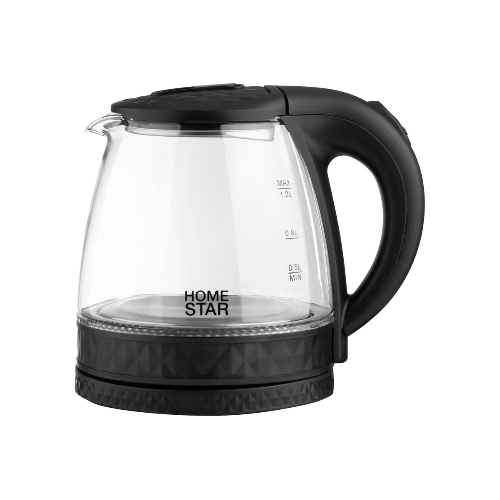 Чайник электрический Homestar HS-1053 1.2 л, стекло/пластик, черный