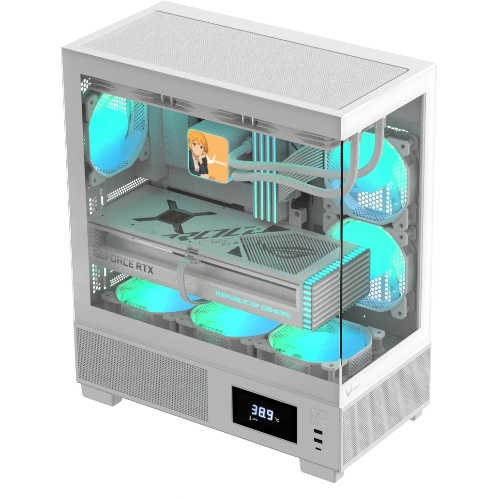 Компьютерный корпус AeroCool/Formula V Line Crystal E1 White, ATX, TYPE-C*1, USB3.0*2, Switch Display Panel