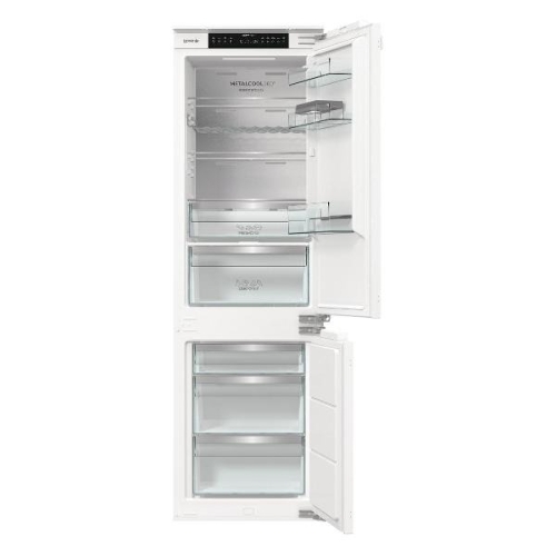 Встраиваемый холодильник Gorenje NRKI517E82WF, полезный объем 244 л, электронное управление, цифровой дисплей, автоматическое размораживание No Frost, быстрое замораживание, интенсивное охлаждение, зона свежести с контролем влажности, инверторный компрессор, энергоэффективность А+