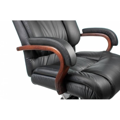Кресло Бюрократ T-9925WALNUT/BLACK черный, кожа