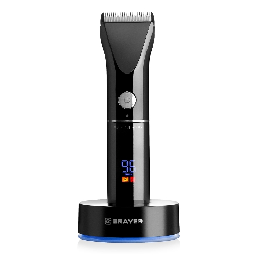 Машинка для стрижки BRAYER BR3400, LED-дисплей, 4 насад, турбо, титан. покр, регу. высоты лезвий