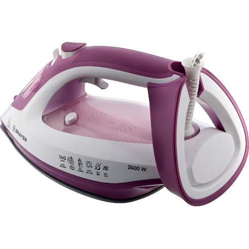 Утюг BRAYER BR4006 сиреневый/белый, 2400 Вт, 25 г/мин, 140 г/мин, 280 мл