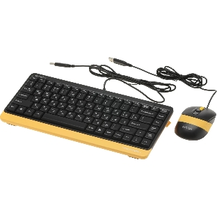 Комплект клавиатура+мышь A4Tech FStyler F1110 проводной, USB, 2000 DPI, чёрный/жёлтый