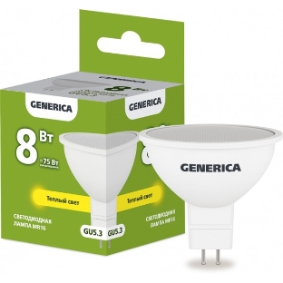 Лампа cветодиодная LED MR16 IEK LL-MR16-08-230-30-GU5-G софит 8Вт 230В 3000К GU5.3 GENERICA