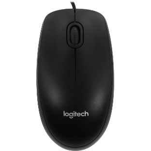 Мышь проводная Logitech B100 черный, 1000 dpi, USB, кнопки - 3