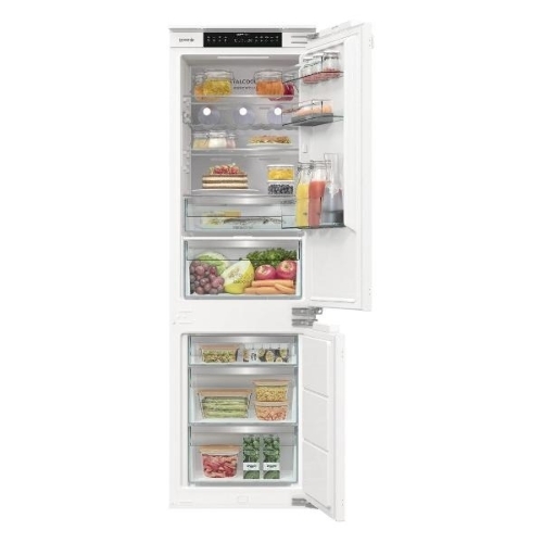 Встраиваемый холодильник Gorenje NRKI517E82WF, полезный объем 244 л, электронное управление, цифровой дисплей, автоматическое размораживание No Frost, быстрое замораживание, интенсивное охлаждение, зона свежести с контролем влажности, инверторный компрессор, энергоэффективность А+