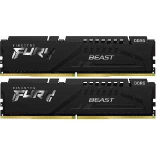 Оперативная память Kingston Fury Beast, DDR5, 32Gb (2x16GB), 6000MHz, CL30, DIMM, с радиатором, черный
