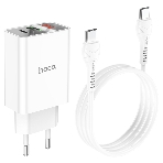 Сетевое зарядное устройство HOCO (6931474769824) C100Aaa 1USB+1Type-C 3.0A QC3.0 PD 20W, белый