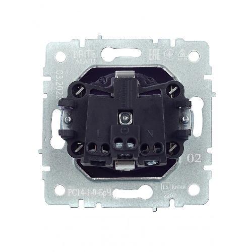 Розетка 1-местная IEK BRITE РС14-1-0-БрЧ (BR-R14-16-K02) с заземлением, с защитными шторками, 16А, черный