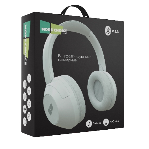 Беспроводные наушники MORE CHOICE HW11 белый, накладные, Bluetooth, до 6 ч
