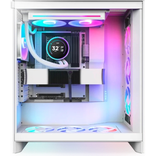 Система жидкостного охлаждения для ПК/Water Cooling System NZXT Kraken Elite 280 RGb (250W, 280мм, LED temp., белый/Fans: 2x140мм, 98.61CFM, 34.5dBA, 2000RPM/Pump height 65мм, 2800RPM, Rad thickness 27мм/S: 1851, 1700, 1200, 115X, AM5, AM4)