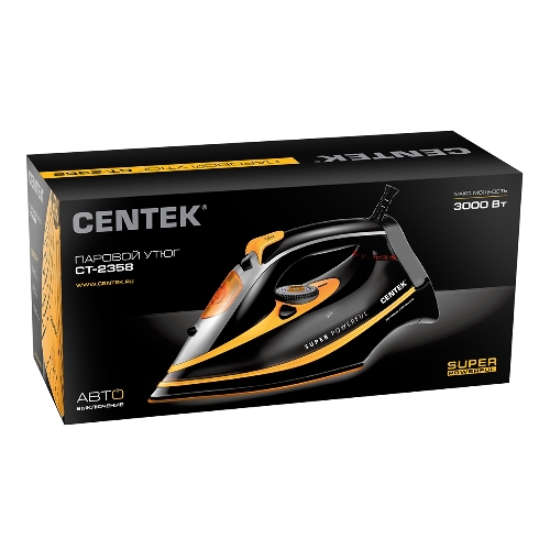 Утюг Centek CT-2358 желтый/черный, 3000 Вт, 50 г/мин, 190 г/мин, 380 мл