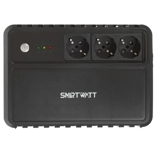Источник бесперебойного питания SMARTWATT UPS SAFE 1000 черный, 1000/600 ВА/Вт, линейно-интерактивный, напольный, LED индикация, Shuko CEE7/4 - 3 шт.
