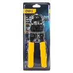 Обжимные клещи Deli DL381008 RJ45 Размер: 205мм. Спецификация обжима: 8P. Холоднокатаный стальной лист с черной отделкой, ручка из ПВХ. Лезвие SK5. Инструмент для зачистки проводов, кусачки и обжимной инструмент 3-в-1.