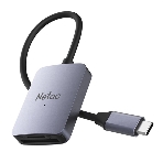 Кард-ридер Netac Flash WK12/серый/SD/SDHC/SDXC/microSD/microSDHC/microSDXC/USB 3.0 Type-C/пластик
