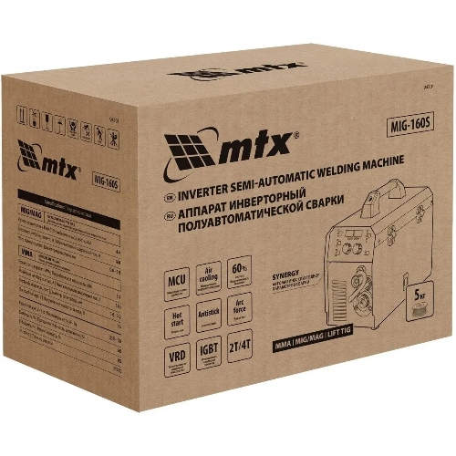 Аппарат инвертор. полуавтомат. cварки MTX MIG-160S, 160A, ПВ 60%, катушка 5 кг