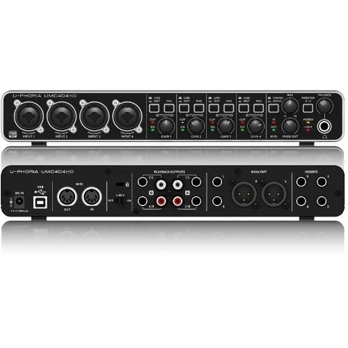 Внешний звуковой интерфейс, Behringer UMC404HD USB 2.0 , 4 вх/4 вых канала, 2 мик/лин/инстр вх.