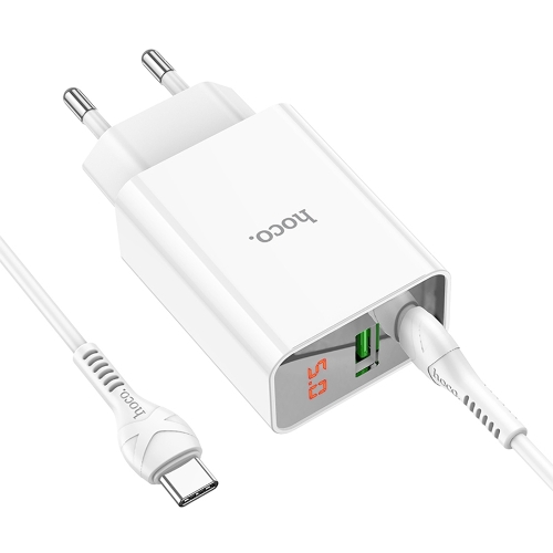 Сетевое зарядное устройство HOCO (6931474769824) C100Aaa 1USB+1Type-C 3.0A QC3.0 PD 20W, белый