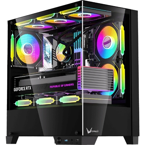 Компьютерный корпус AeroCool/Formula Crystal Z1M Plus FR черный без БП mATX 5x120мм 2xUSB 3.0 1xUSB3.1 audio bott PSU
