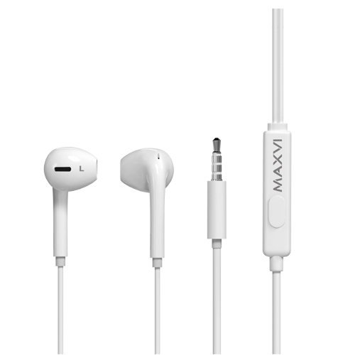 Проводные наушники Maxvi MHF-15 Easy белый, вкладыши, проводной (jack 3.5 мм), встроенный микрофон