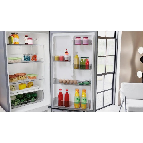 Холодильник Hotpoint HT 5180 MX нержавеющая сталь/серебристый двухкамерный 220/78 л морозилка снизу, No Frost