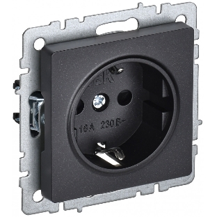 Розетка 1-местная IEK BRITE РС14-1-0-БрЧ (BR-R14-16-K02) с заземлением, с защитными шторками, 16А, черный