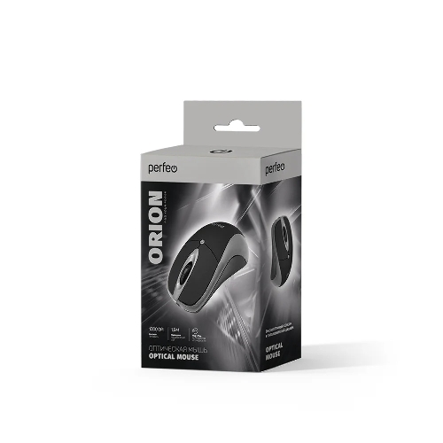 Мышь проводная Perfeo ORION черный/серый, 1000 dpi, USB, кнопки - 3
