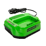 Зарядное устройство GreenWorks 60V (2932007)"Зарядное устройство Greenworks (модель) - используется для заряда аккумуляторных батарей Гринворкс 60 вольт на 2 А/ч,4 А/ч и 6 А/ч.Время зарядки данных аккумуляторов составляет: 2 А/ч = 60 минут; 4 А/ч = 120 минут.Зарядка оснащается системой автоматического отключения при достижении максимального заряда батареи для сохранения рабочих характеристик Li-Ion, а также специальным чипом, который защищает батарею от перегрева. Эти современные системы интеллектуального заряда обеспечивают сохранность дорогостоящего лития от преждевременной потери своих свойств и обеспечивают максимально возможный срок службы батареи. Для устойчивости зарядка имеет прорезиненные ножки. Для крепления на стену есть специальная проушина. На корпусе зарядки присутствую индикаторы заряда. Питание зарядного устройства осуществляется от сети 230 вольт переменного тока 50-60 Гц, 1,9 Ампер.Преимущества модели: Совместимость с аккумуляторами Greenworks 60V; Чип для защиты от перегрева