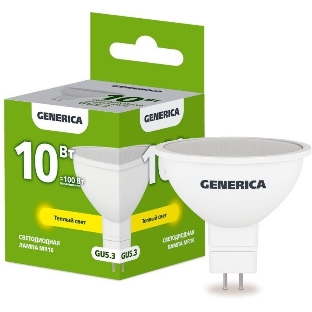 Лампа cветодиодная LED MR16 IEK LL-MR16-10-230-30-GU5-G софит 10Вт 230В 3000К GU5.3 GENERICA