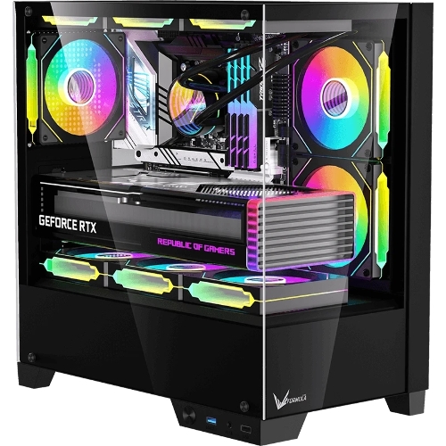 Компьютерный корпус AeroCool/Formula Crystal Z1M Plus FR черный без БП mATX 5x120мм 2xUSB 3.0 1xUSB3.1 audio bott PSU