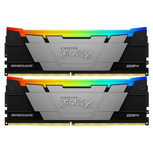 Оперативная память Kingston Fury Renegade, DDR4, 16Gb (2x8Gb), 3200MHz, CL16, DIMM, с радиаторами, RGB, черный