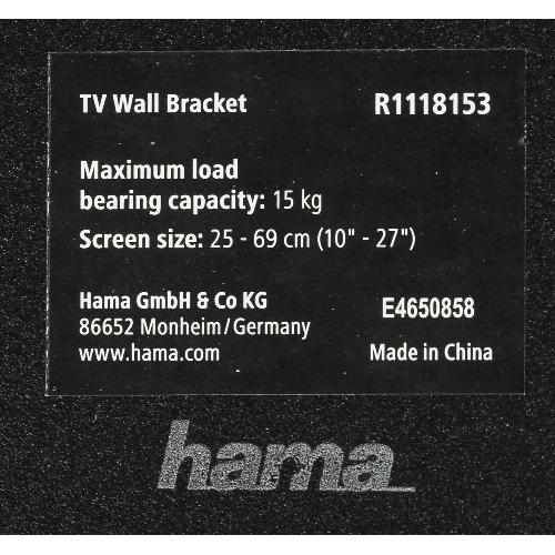 Кронштейн для телевизора Hama R1 118153 черный, 10