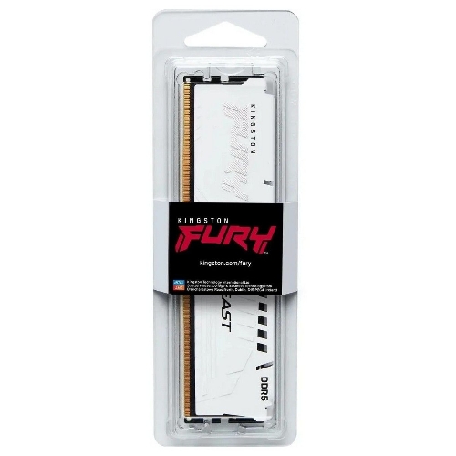 Оперативная память Kingston Fury Beast, DDR5, 16Gb (1x16Gb), 6000MHz, CL36, DIMM, с радиатором, белый