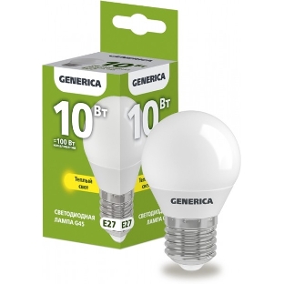 Лампа cветодиодная LED G45 IEK LL-G45-10-230-30-E27-G шар 10Вт 230В 3000К E27 GENERICA
