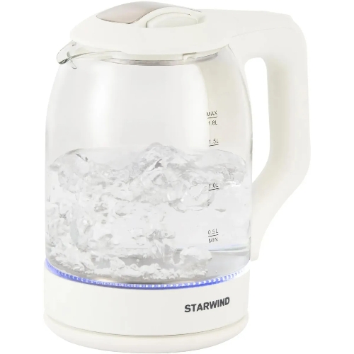 Чайник электрический StarWind SKG1056 1.8 л, 2000 Вт, белый/прозрачный