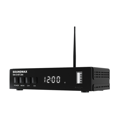 Приставка для цифрового ТВ SoundMax SM-DVBT284 черный, DVB-T2, DVB-T, DVB-C, HDMI, USB 2.0 х2