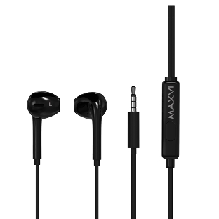 Проводные наушники Maxvi MHF-15 Easy черный, вкладыши, проводной (jack 3.5 мм), встроенный микрофон